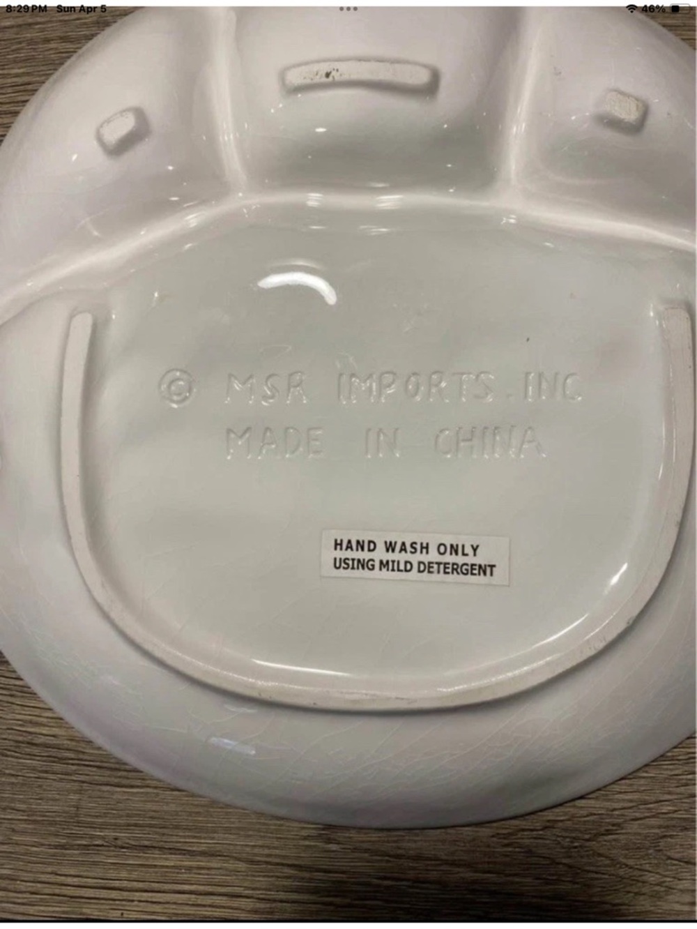 Novelty Hamburger Divided ceramic Serving Platter - Orange and White - Picture 3 of 3